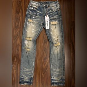 Brand New Purple Brand Distressed Ripped Slim Fit Jeans
